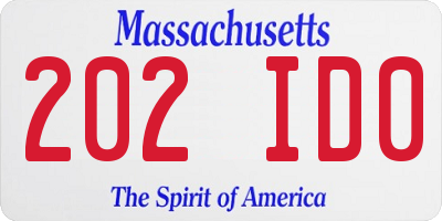 MA license plate 202ID0