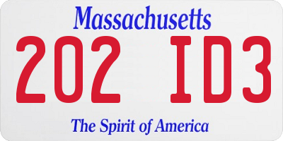 MA license plate 202ID3
