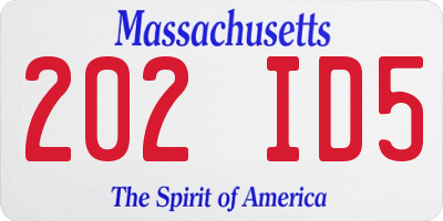 MA license plate 202ID5