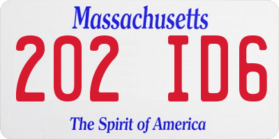 MA license plate 202ID6
