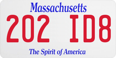 MA license plate 202ID8