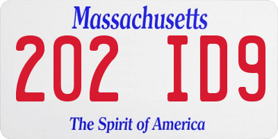 MA license plate 202ID9