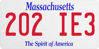 MA license plate 202IE3