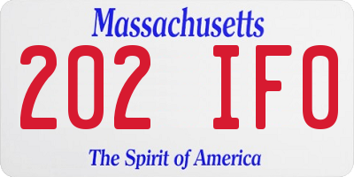 MA license plate 202IF0
