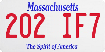 MA license plate 202IF7