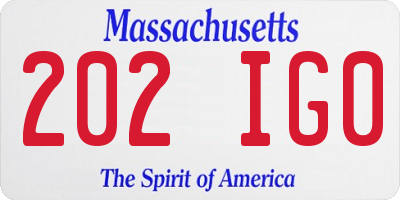 MA license plate 202IG0