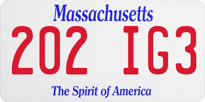 MA license plate 202IG3