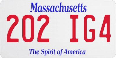 MA license plate 202IG4