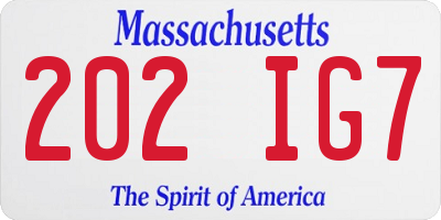 MA license plate 202IG7