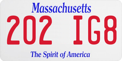 MA license plate 202IG8