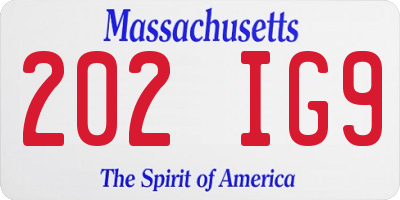 MA license plate 202IG9