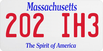 MA license plate 202IH3