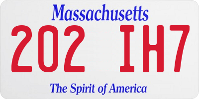 MA license plate 202IH7