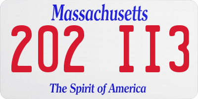 MA license plate 202II3