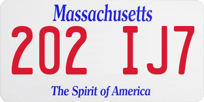 MA license plate 202IJ7