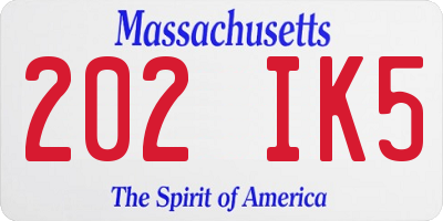 MA license plate 202IK5