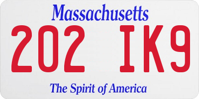 MA license plate 202IK9