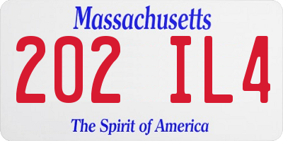 MA license plate 202IL4