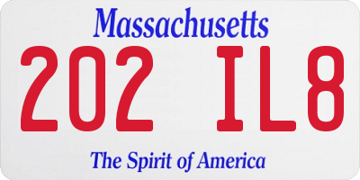 MA license plate 202IL8