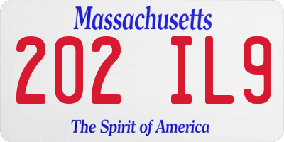 MA license plate 202IL9