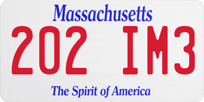MA license plate 202IM3