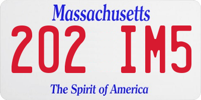 MA license plate 202IM5