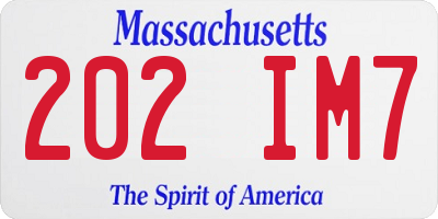 MA license plate 202IM7