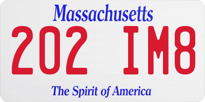 MA license plate 202IM8