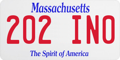 MA license plate 202IN0