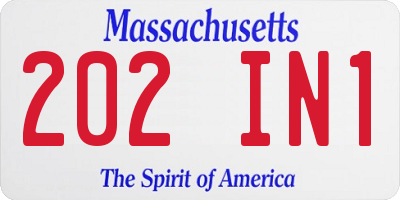 MA license plate 202IN1