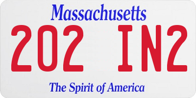 MA license plate 202IN2
