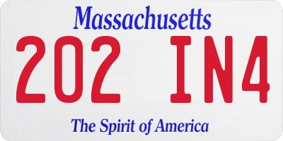 MA license plate 202IN4