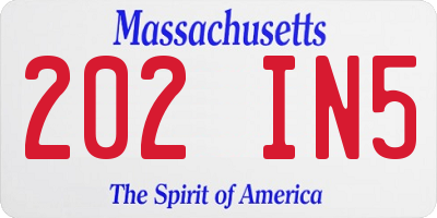 MA license plate 202IN5