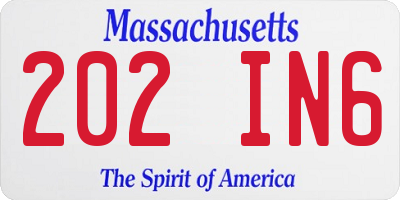 MA license plate 202IN6