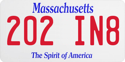 MA license plate 202IN8
