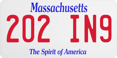 MA license plate 202IN9