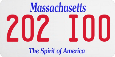 MA license plate 202IO0