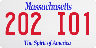 MA license plate 202IO1