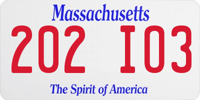 MA license plate 202IO3