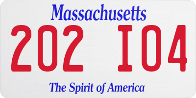 MA license plate 202IO4
