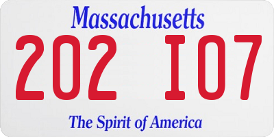 MA license plate 202IO7