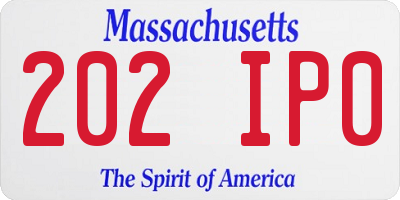 MA license plate 202IP0