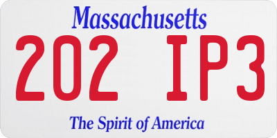 MA license plate 202IP3