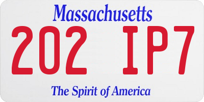 MA license plate 202IP7