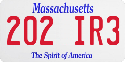 MA license plate 202IR3