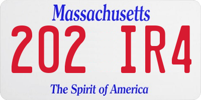 MA license plate 202IR4