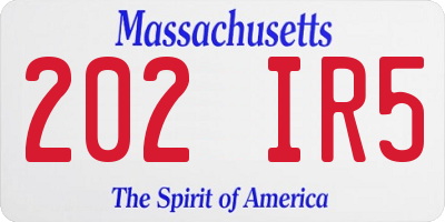 MA license plate 202IR5
