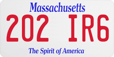 MA license plate 202IR6