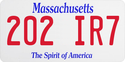 MA license plate 202IR7