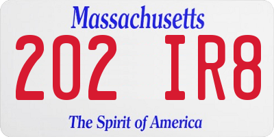 MA license plate 202IR8